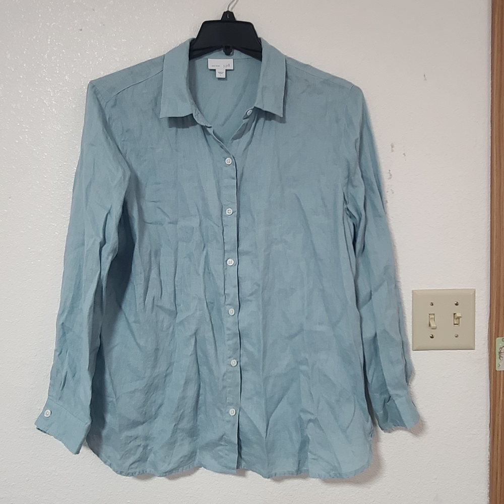 J. Jill Light Blue Linen Shirt